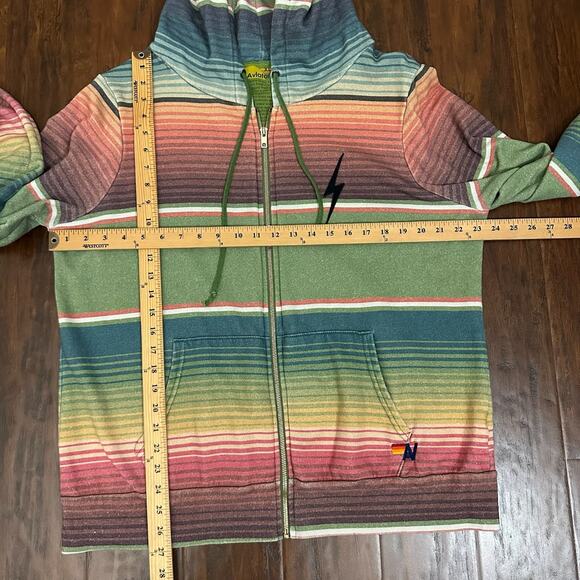 AVIATOR NATION Thunder Bolt Hoodie Multi Striped Full Zip Athleisure - Picture 12 of 13